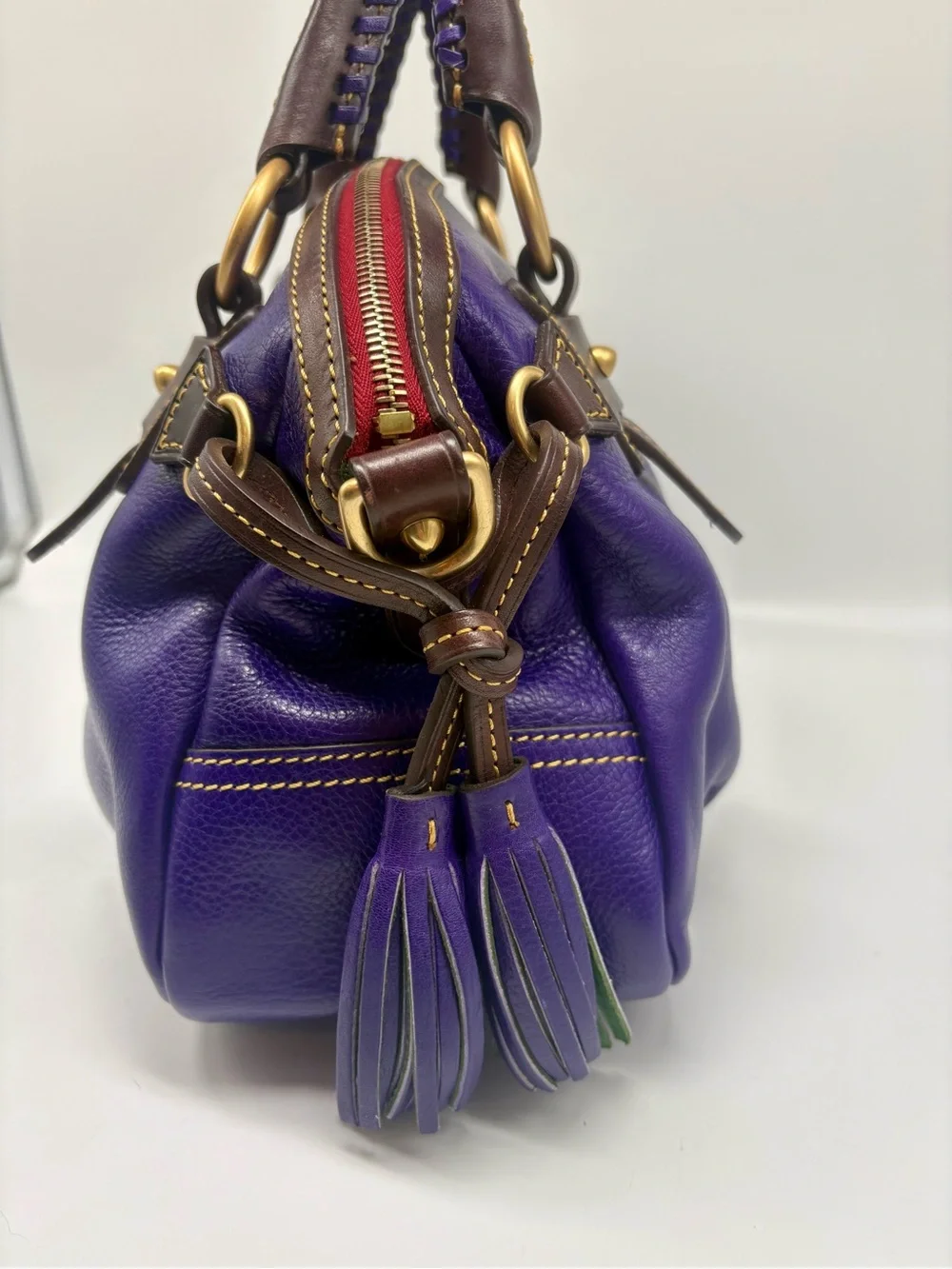 Dooney & Bourke Toledo Florentine Leather Medium Mail Satchel Violet Purple RARE